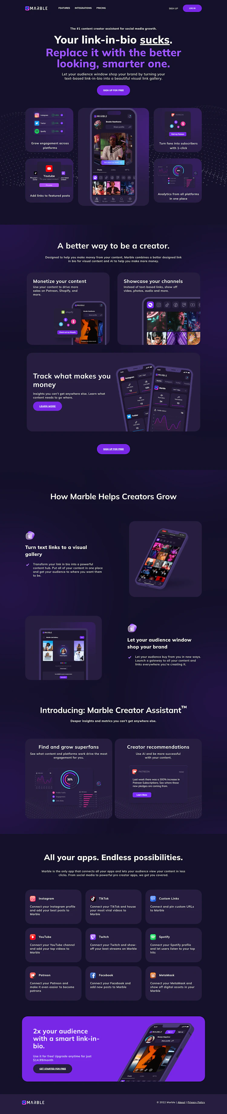 Marble  Landing Page screenshot
