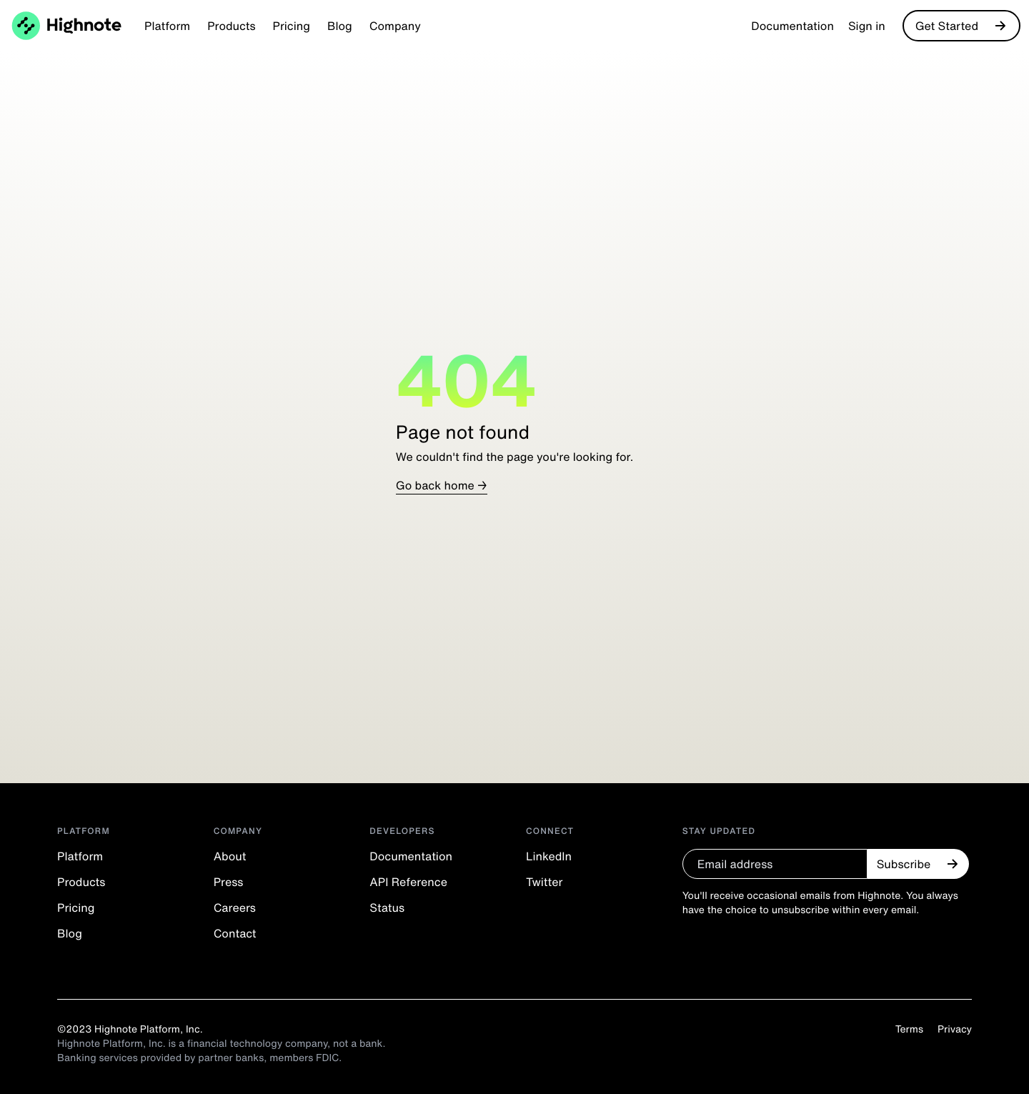 Highnote 404 screenshot