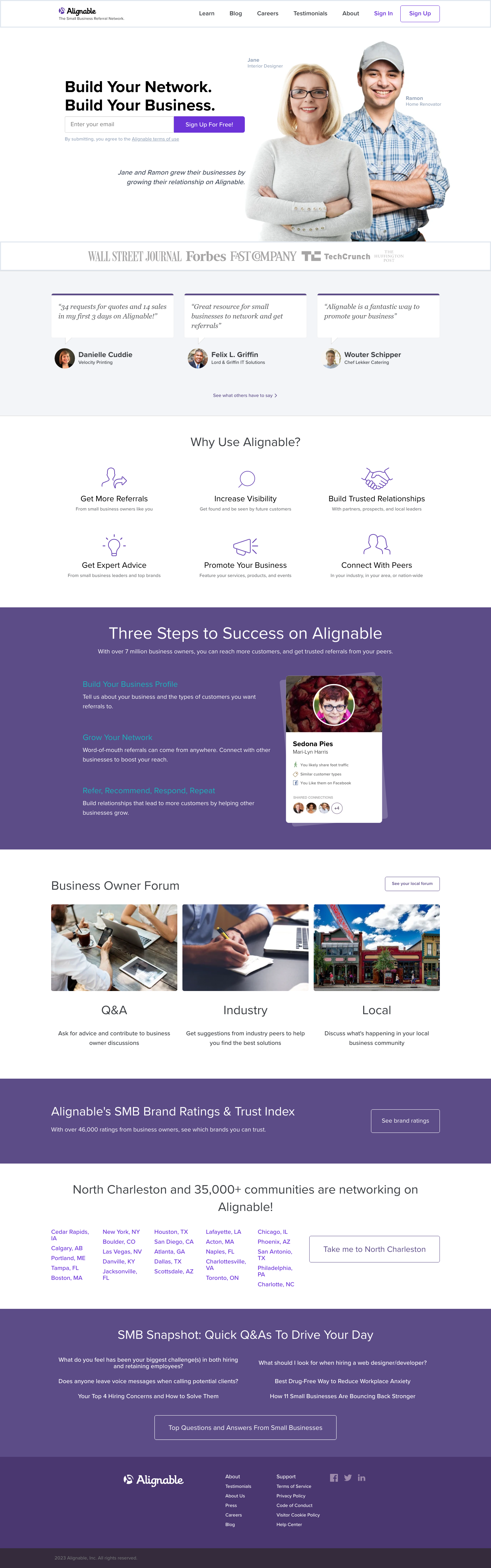 Alignable Landing Page screenshot