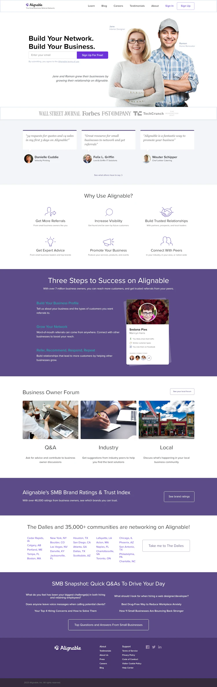 Alignable Landing Page dark mode screenshot