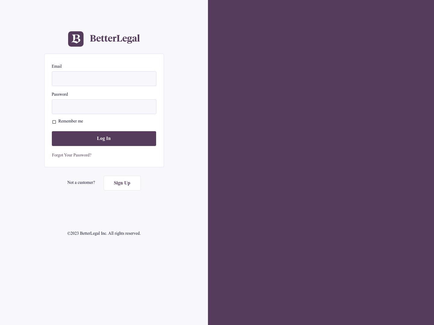 BetterLegal Signup screenshot