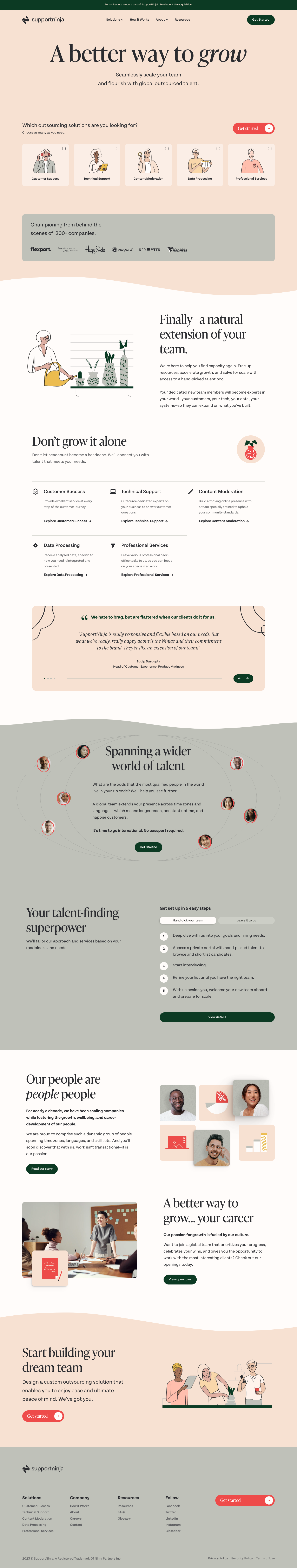 SupportNinja Landing Page screenshot