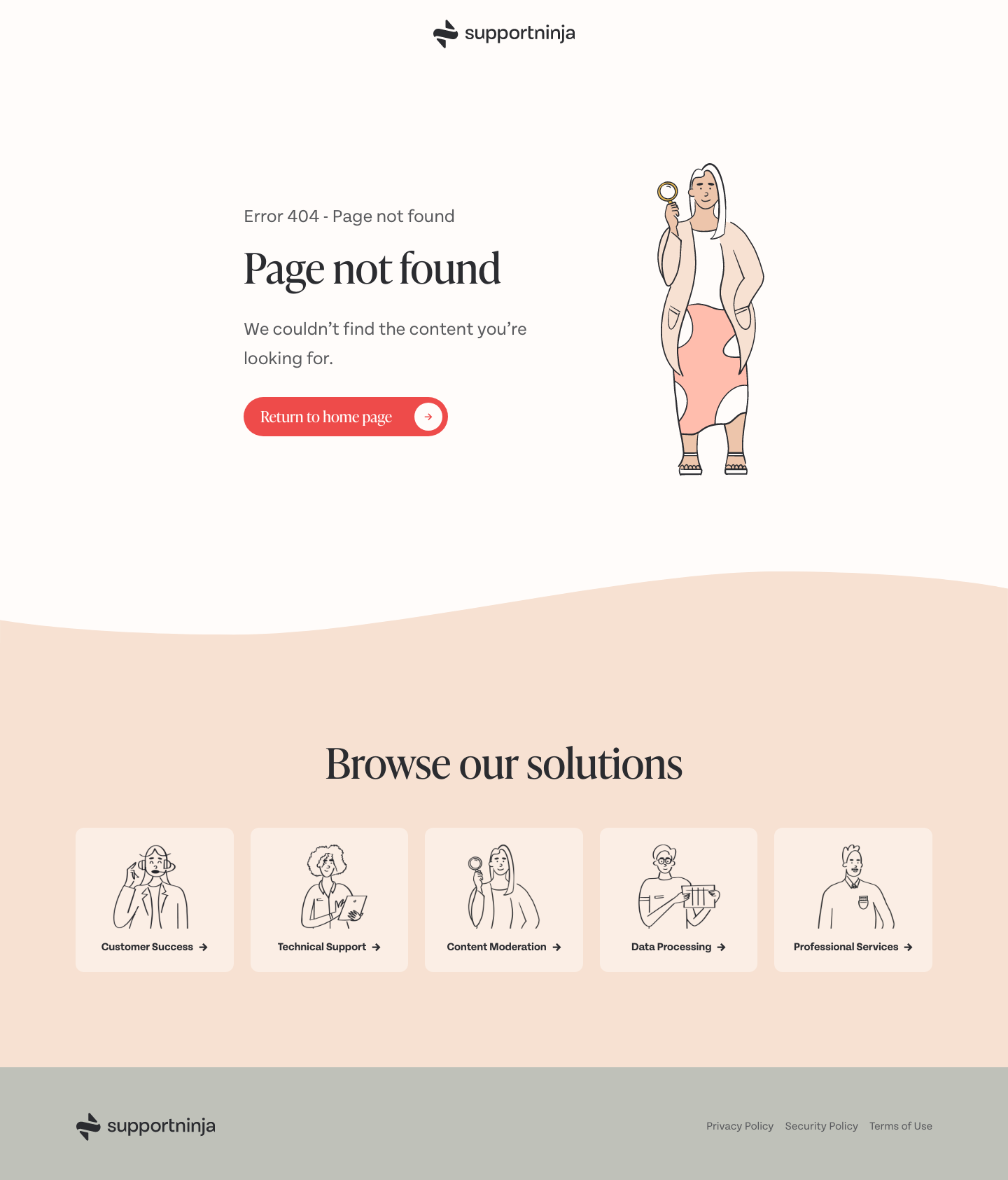SupportNinja 404 screenshot
