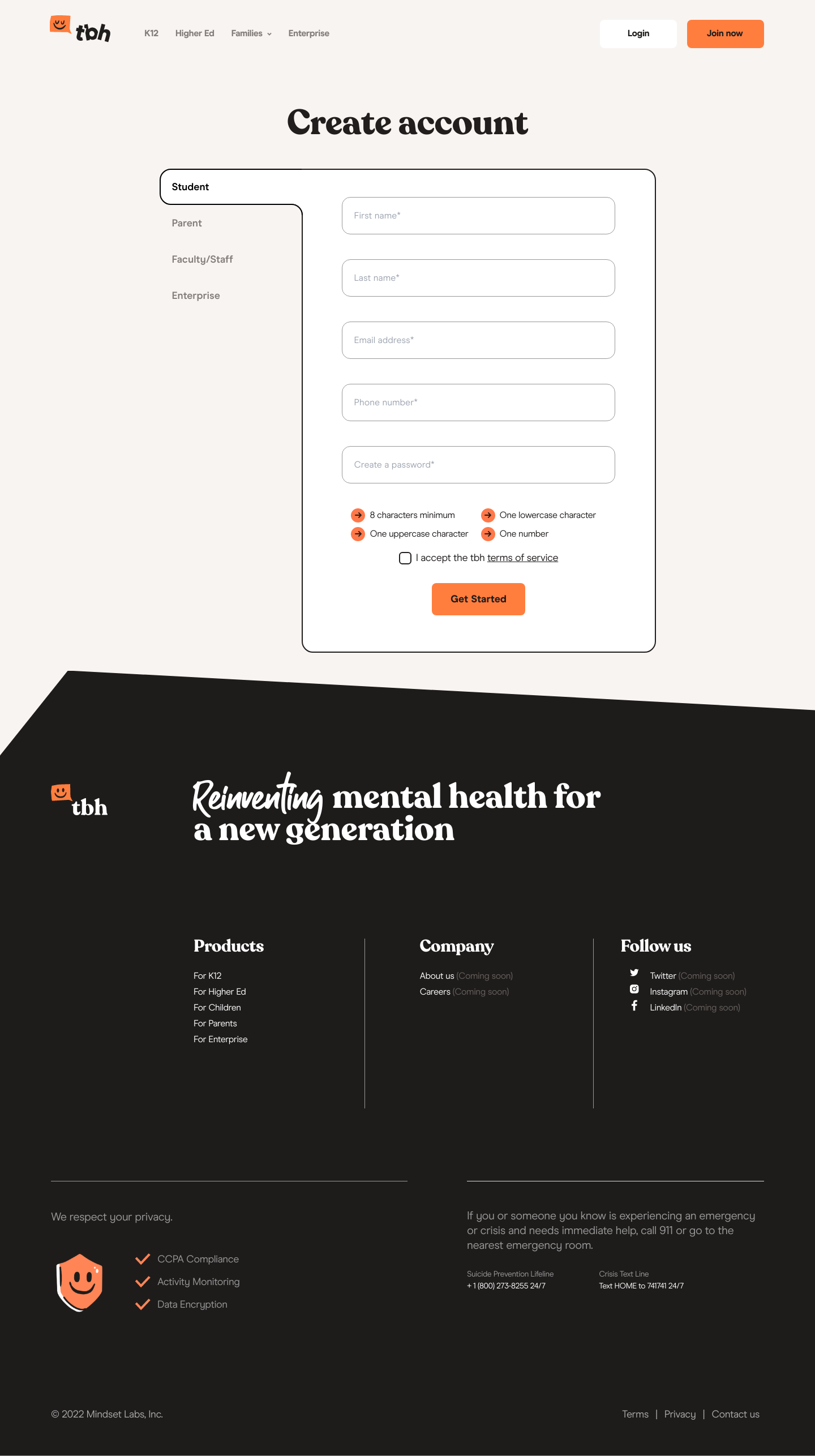tobehonest Signup screenshot