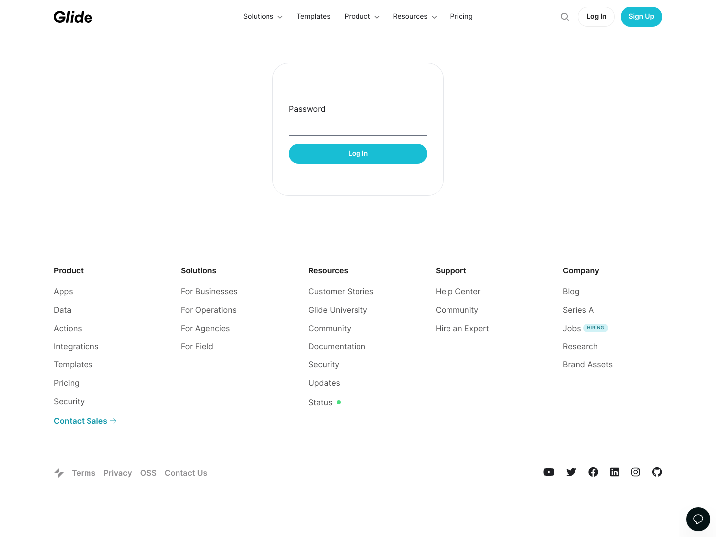 Glide  Login screenshot