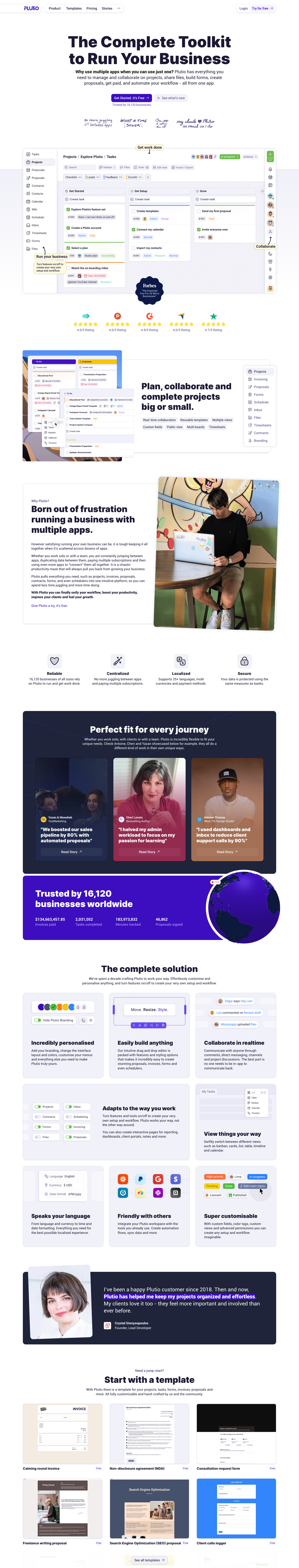 Plutio  Landing Page screenshot