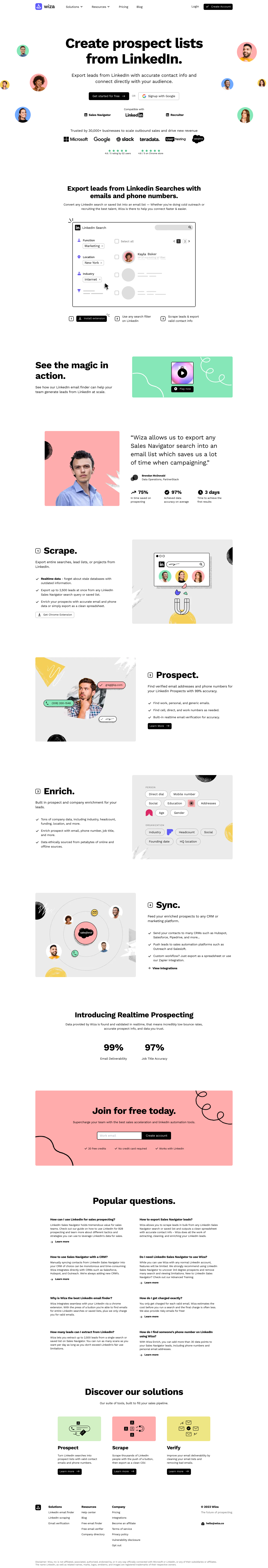 Wiza Landing Page screenshot