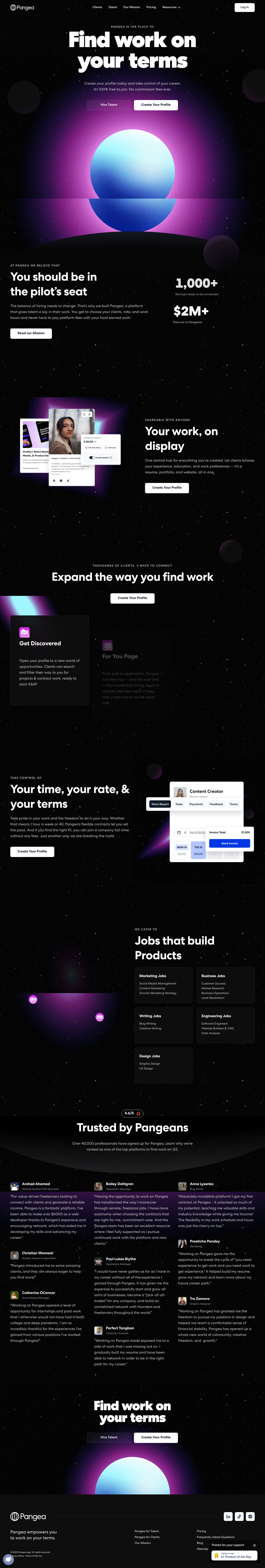 Pangea Landing Page screenshot