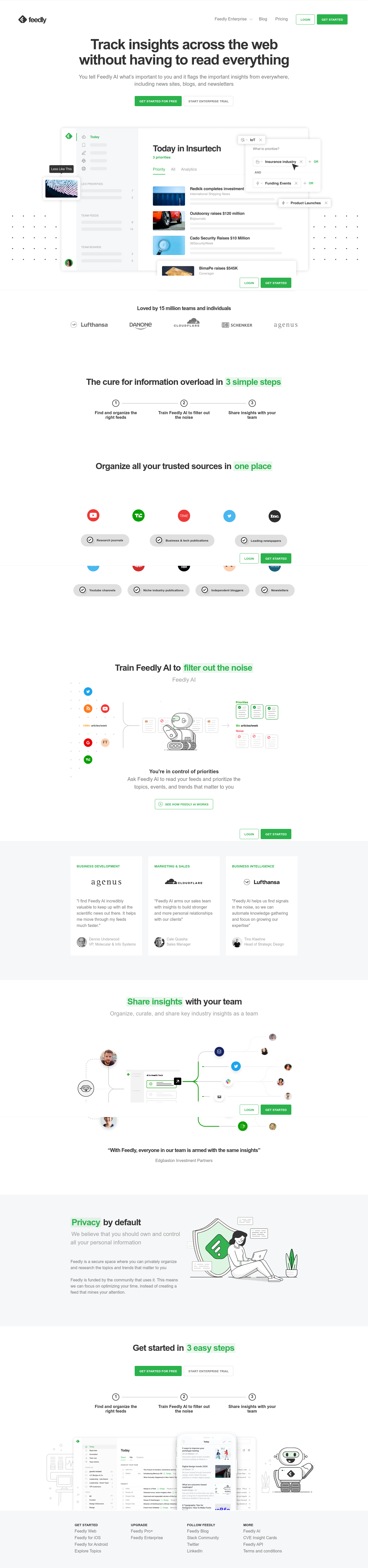 Feedly  Landing Page screenshot