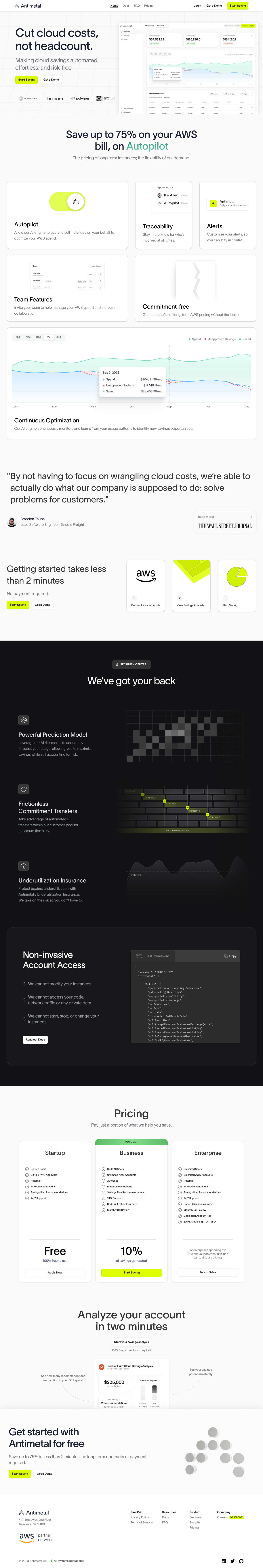 Antimetal Landing Page screenshot