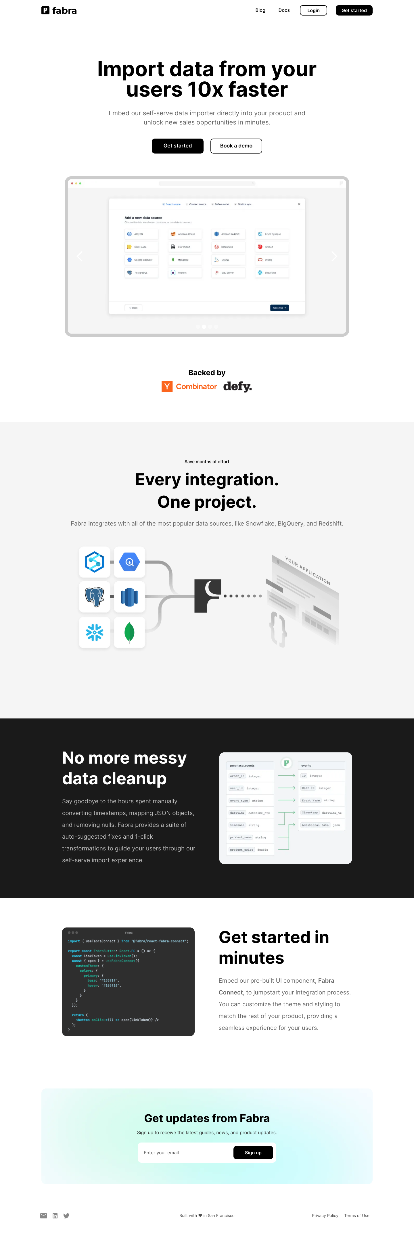 Fabra  Landing Page screenshot