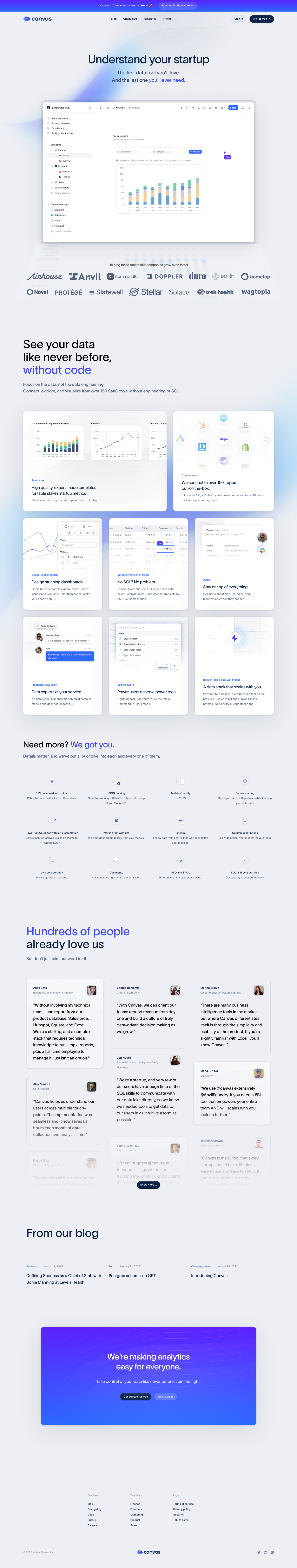 Canvas Landing Page screenshot