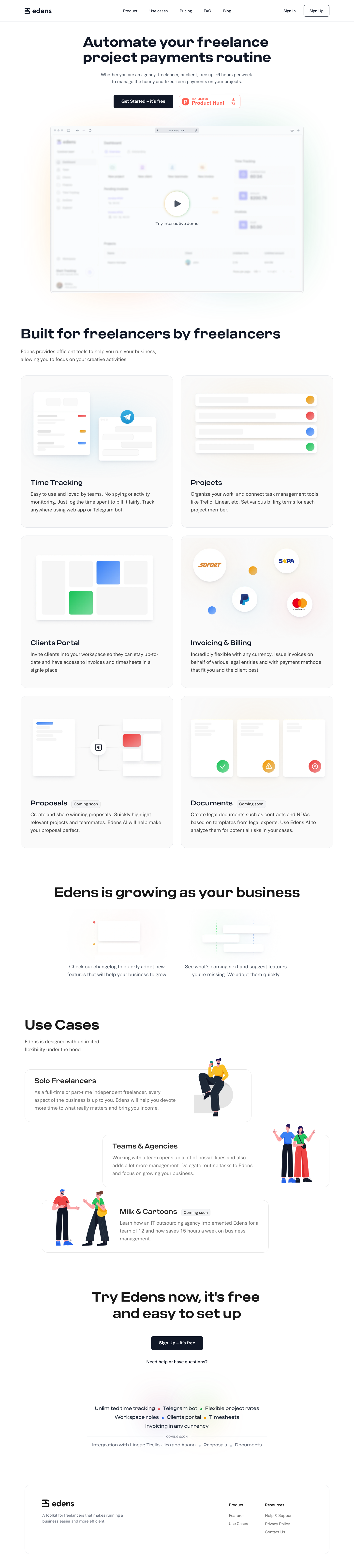 Edens Landing Page screenshot