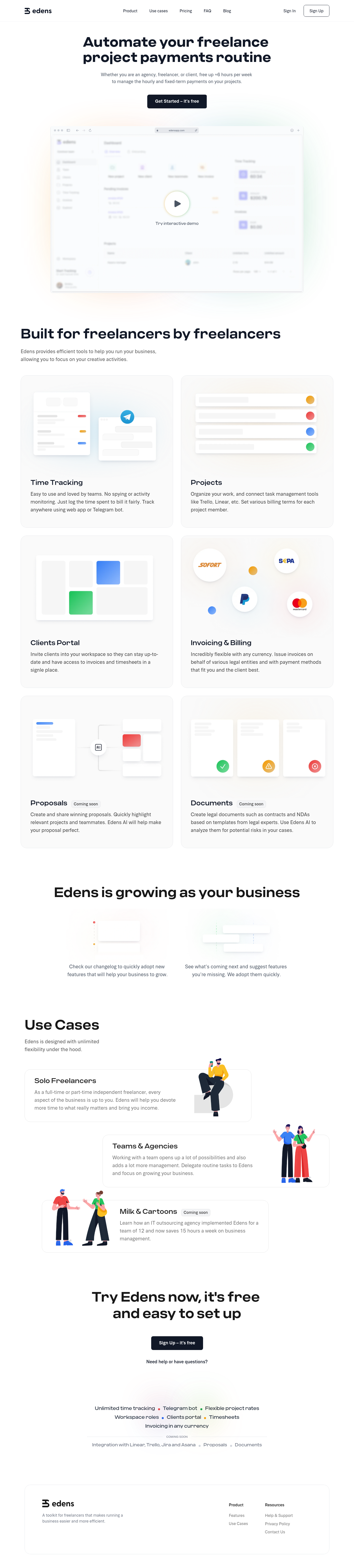 Edens  Landing Page screenshot