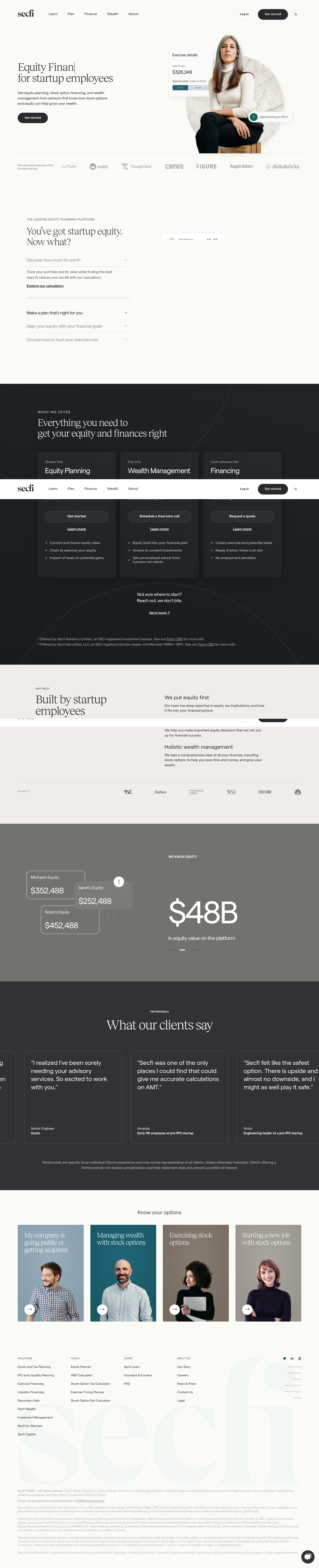 Secfi Landing Page screenshot