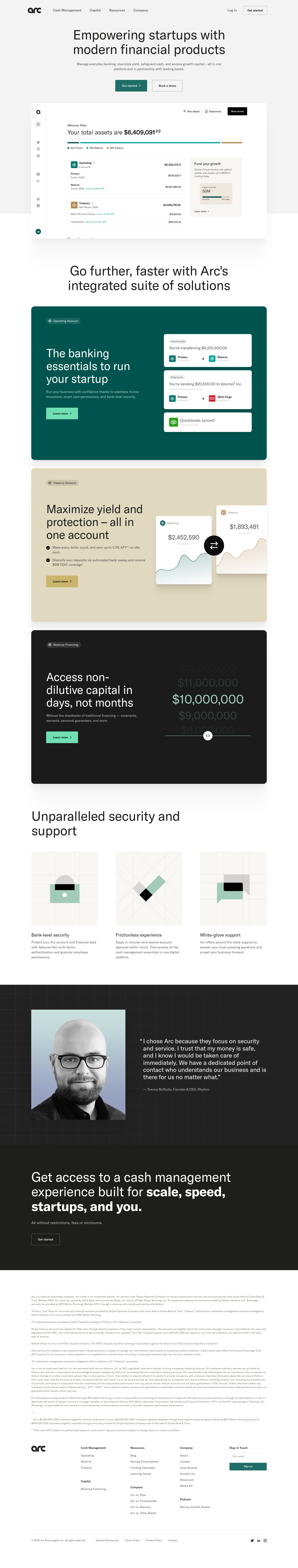 Arc  Landing Page screenshot