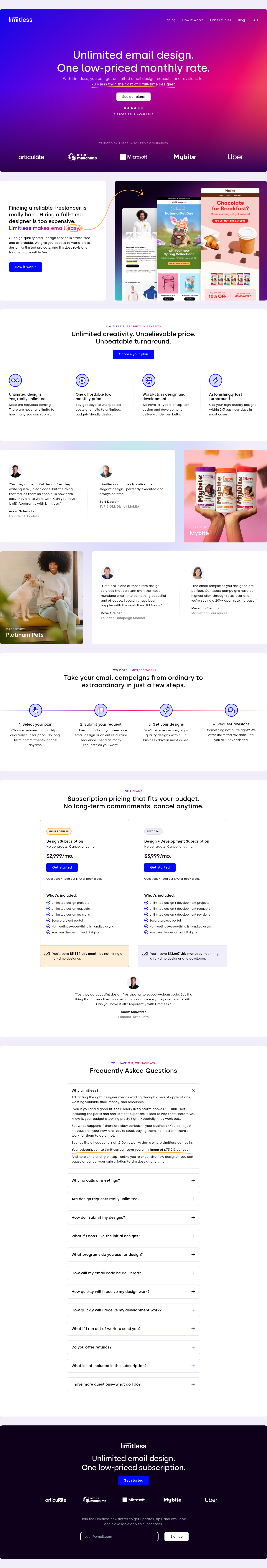 Limitless Landing Page screenshot