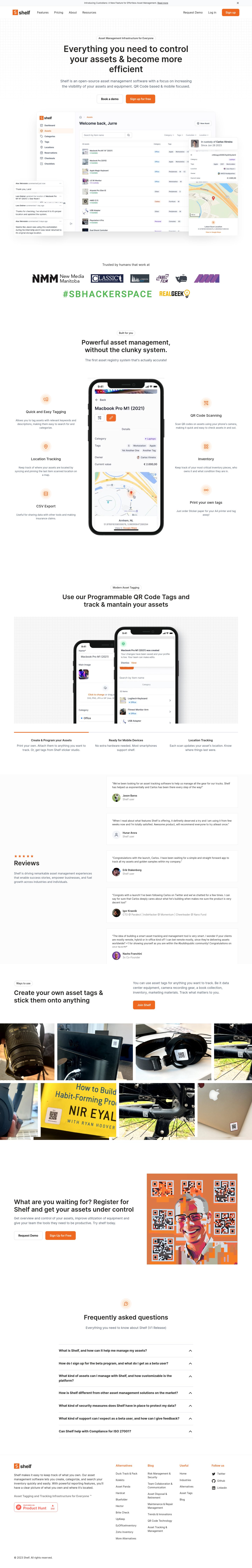 Shelf  Landing Page screenshot