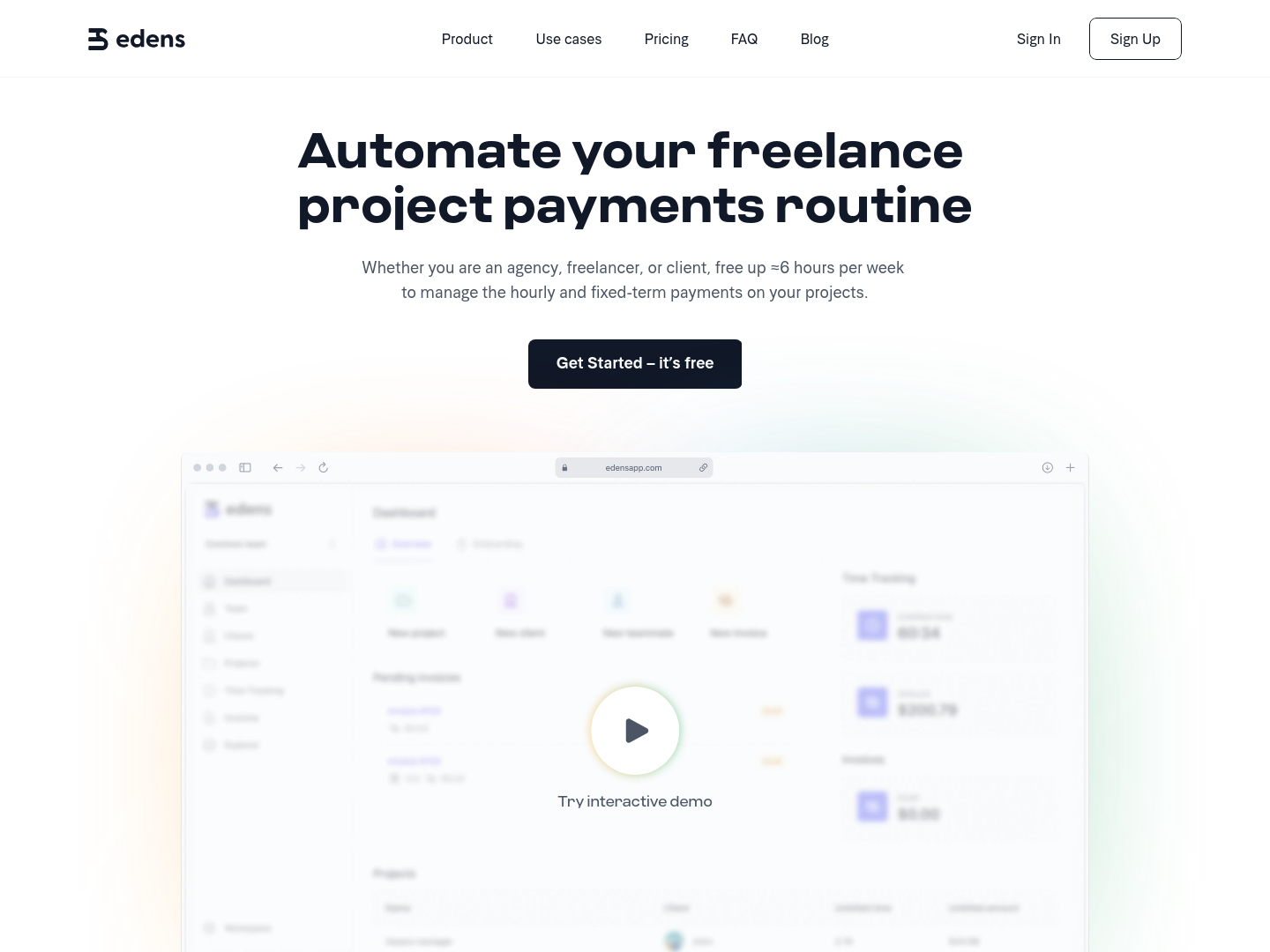 Edens  Landing Page screenshot