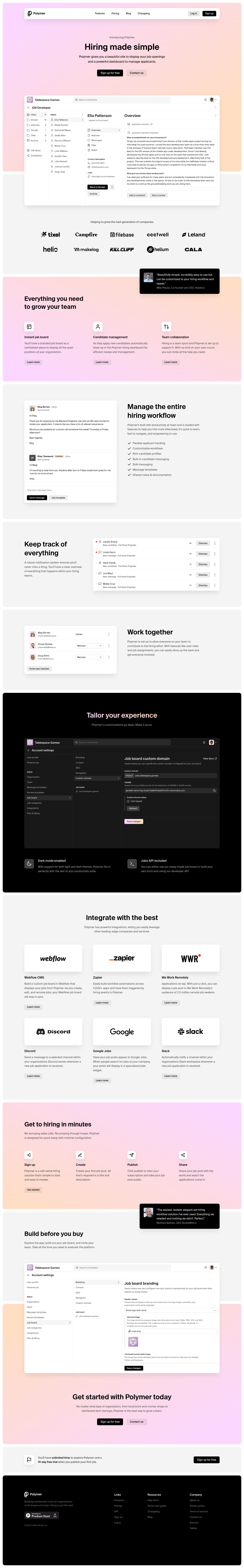 Polymer Landing Page screenshot