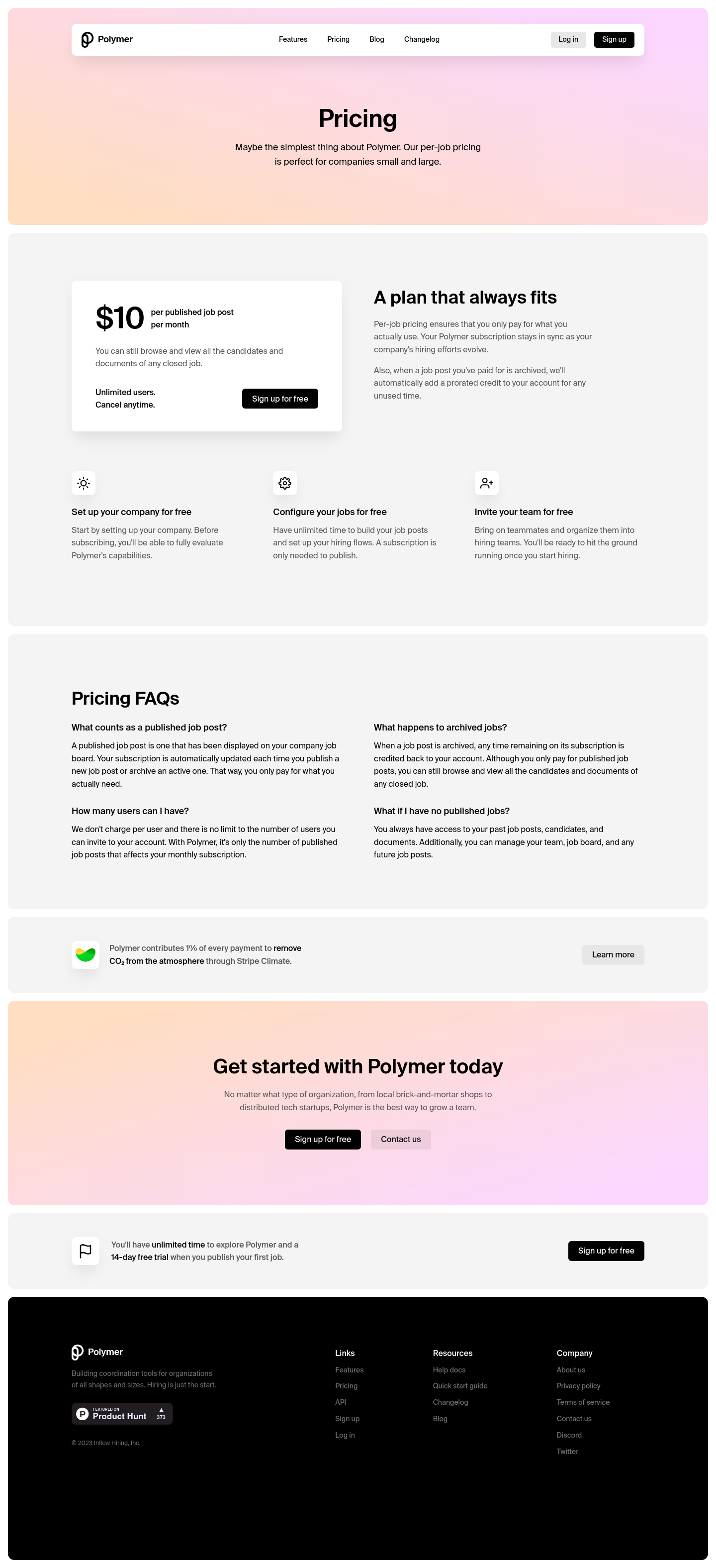 Polymer Pricing screenshot