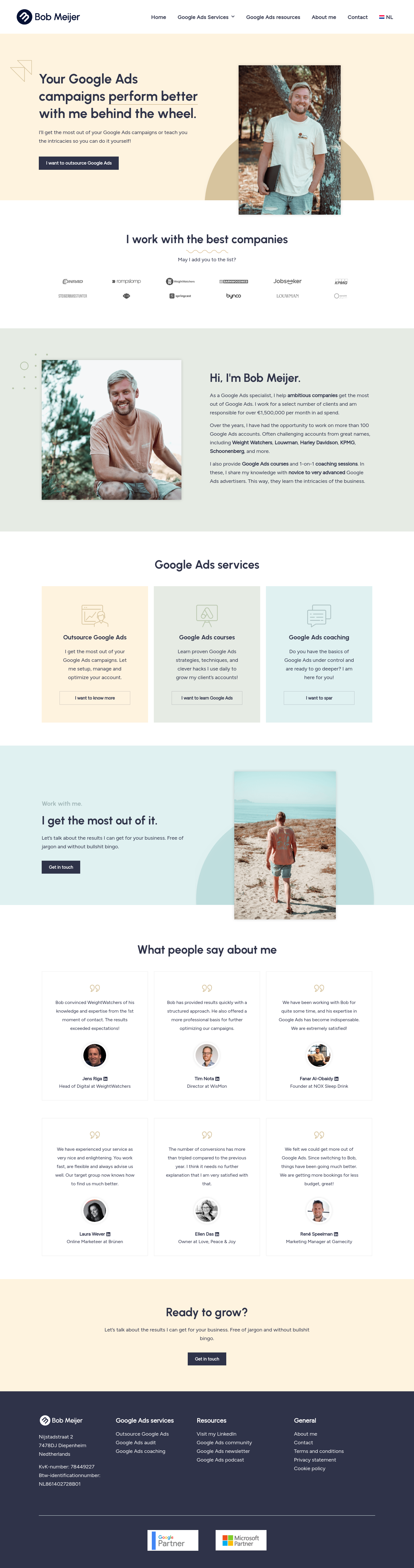 Bob Meijer Landing Page screenshot