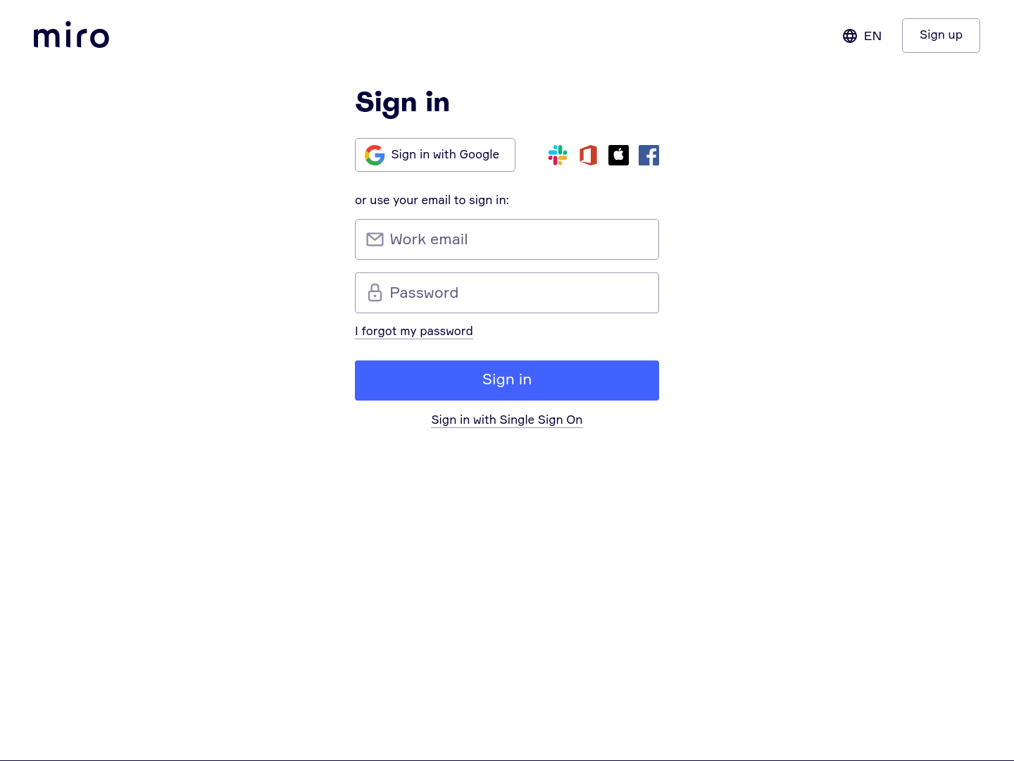 Miro Login screenshot
