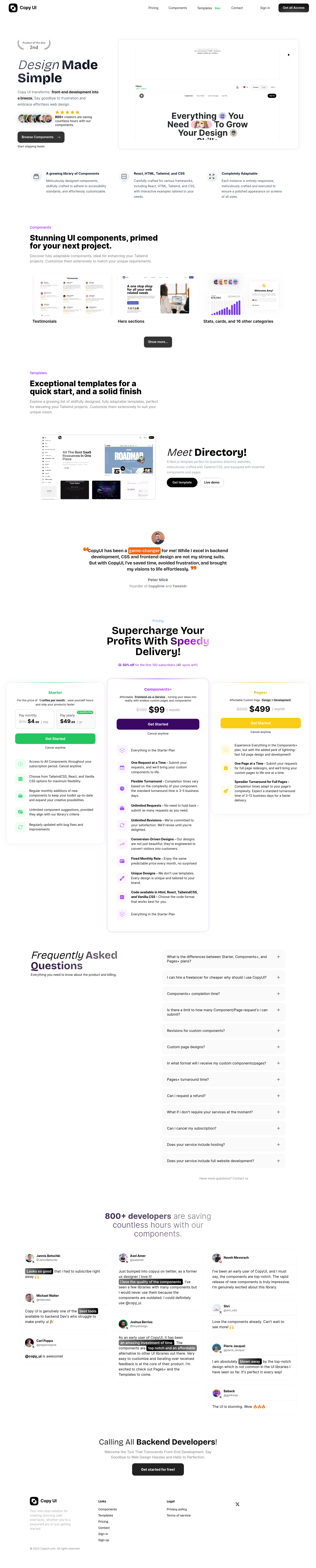 CopyUI  Landing Page screenshot
