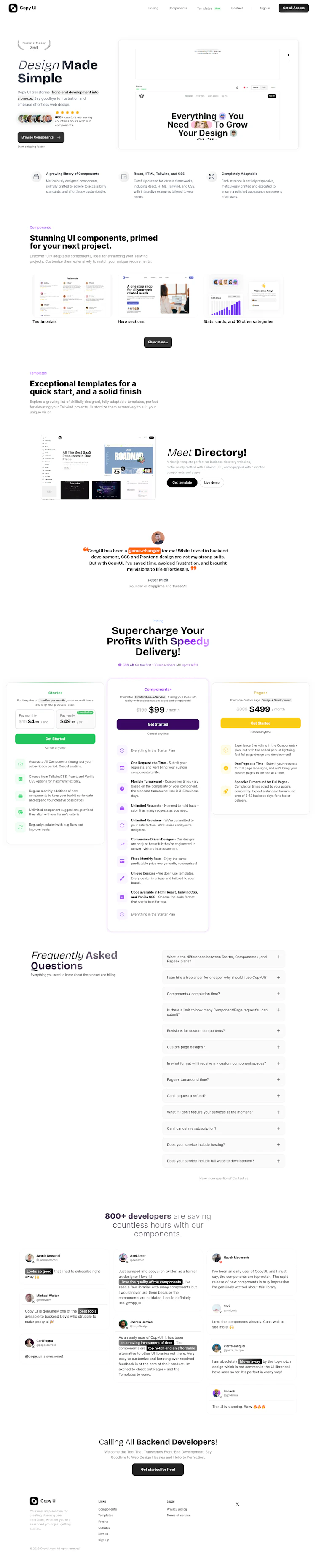 CopyUI  Landing Page screenshot