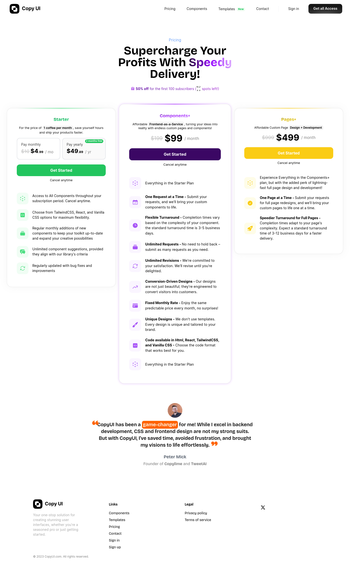CopyUI  Pricing screenshot