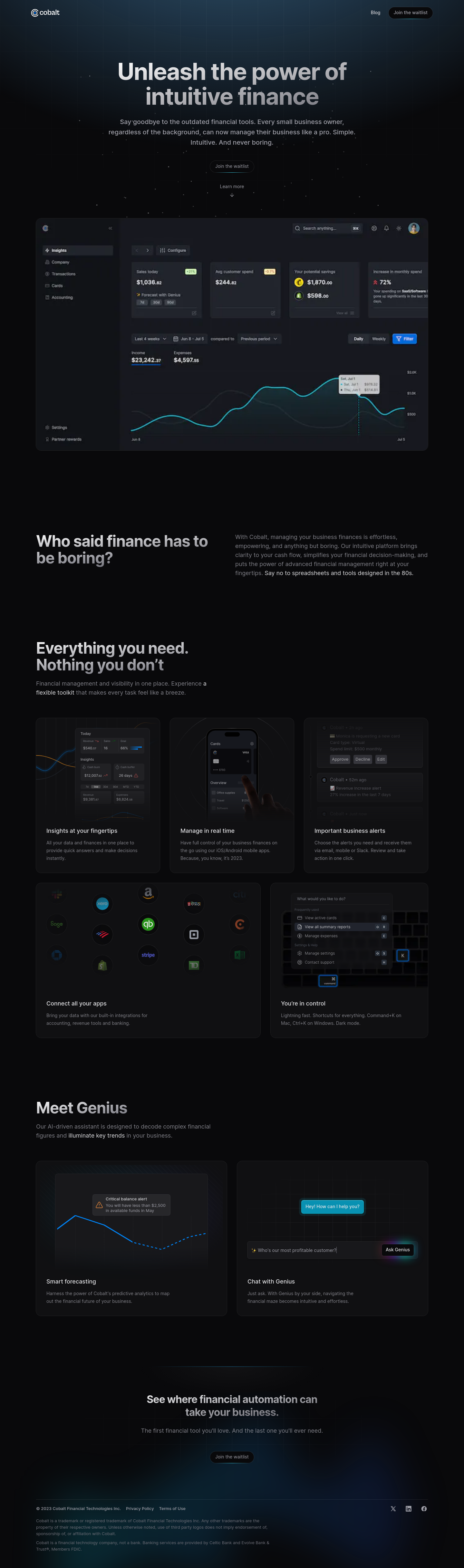 Cobalt Landing Page screenshot