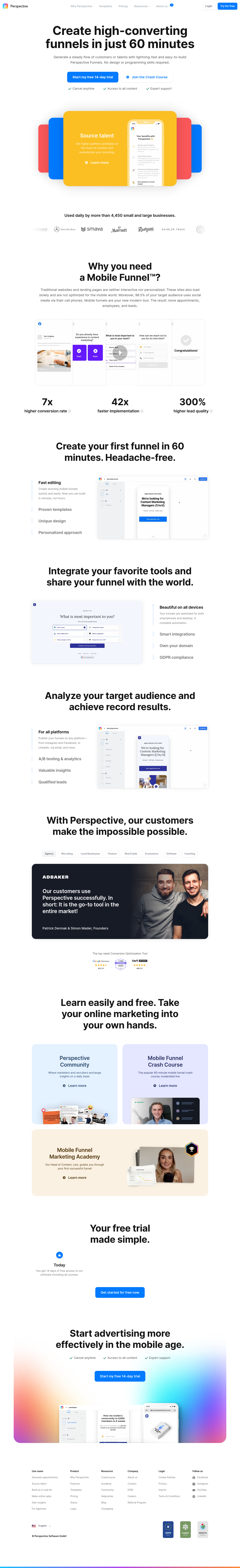 Perspective Funnels Landing Page screenshot