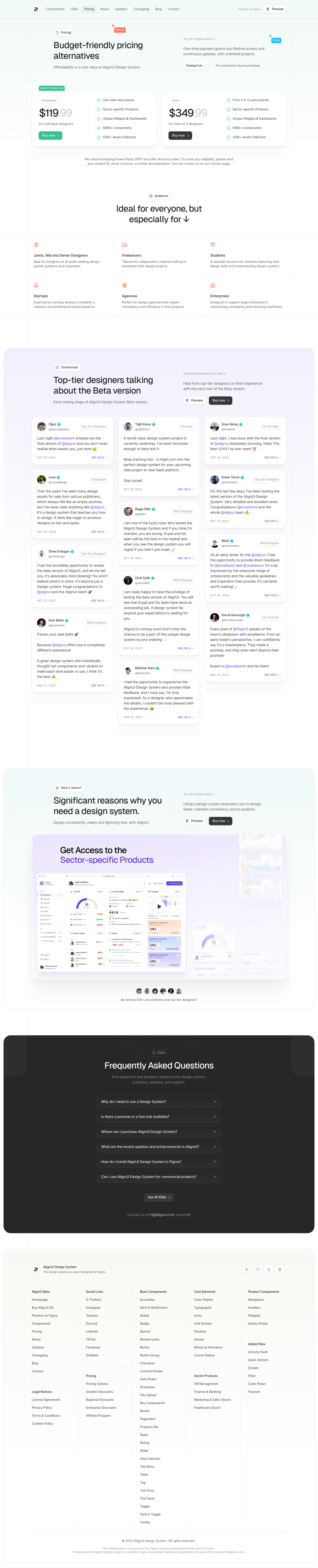 AlignUI Pricing screenshot