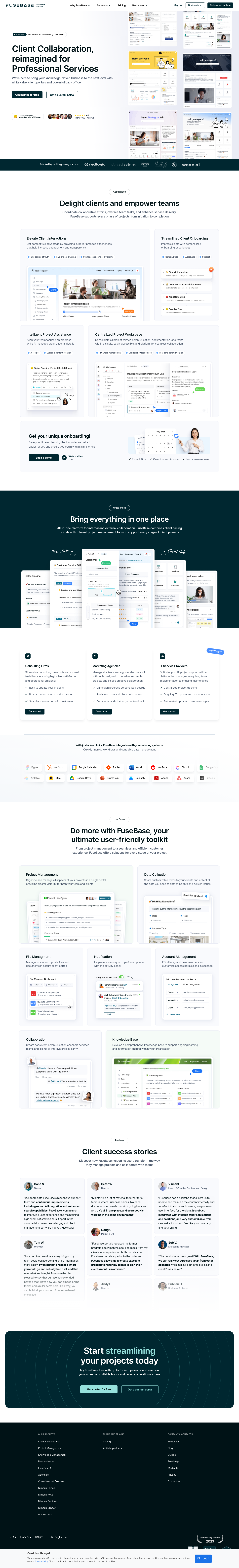 FuseBase Landing Page screenshot