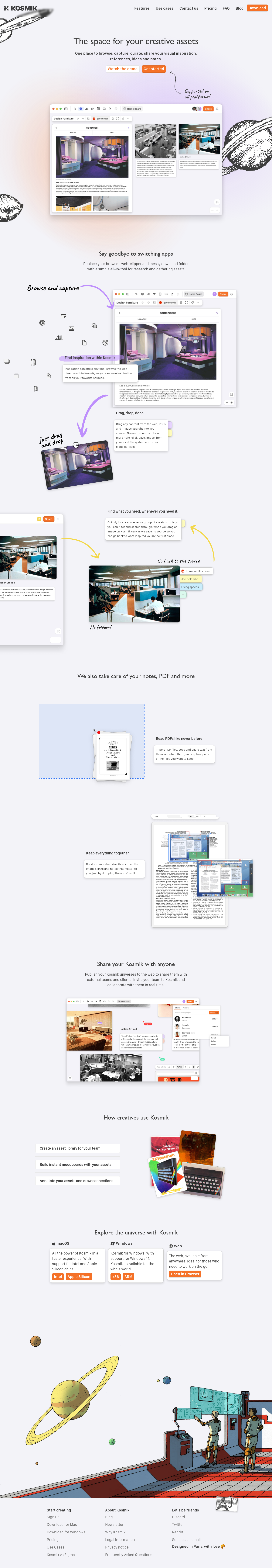 Kosmik  Landing Page screenshot