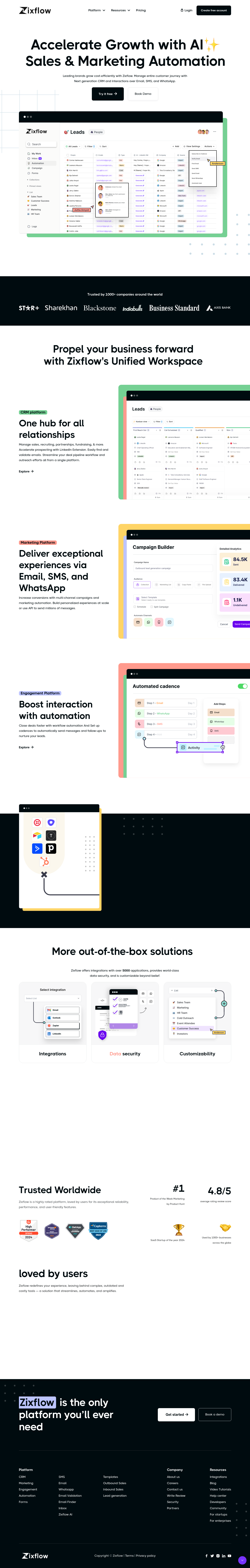 Zixflow  Landing Page screenshot
