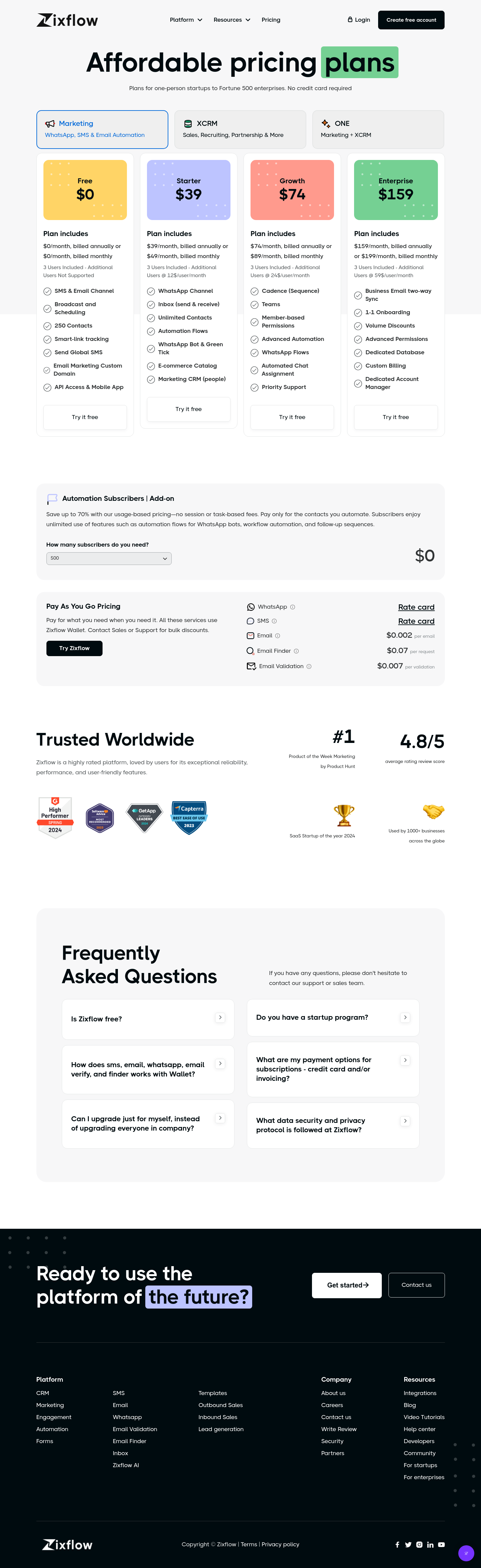 Zixflow  Pricing screenshot