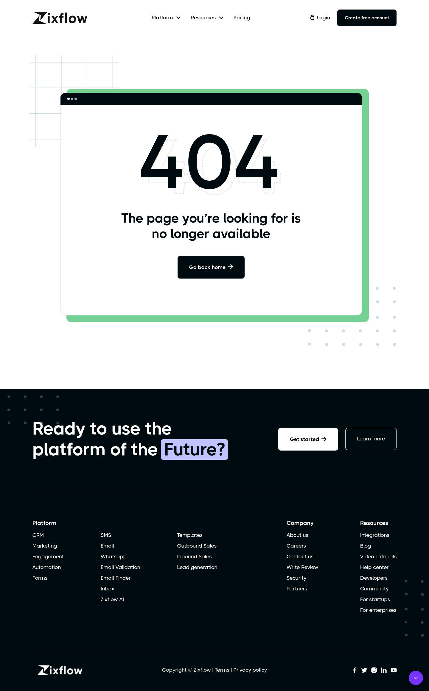 Zixflow  404 screenshot