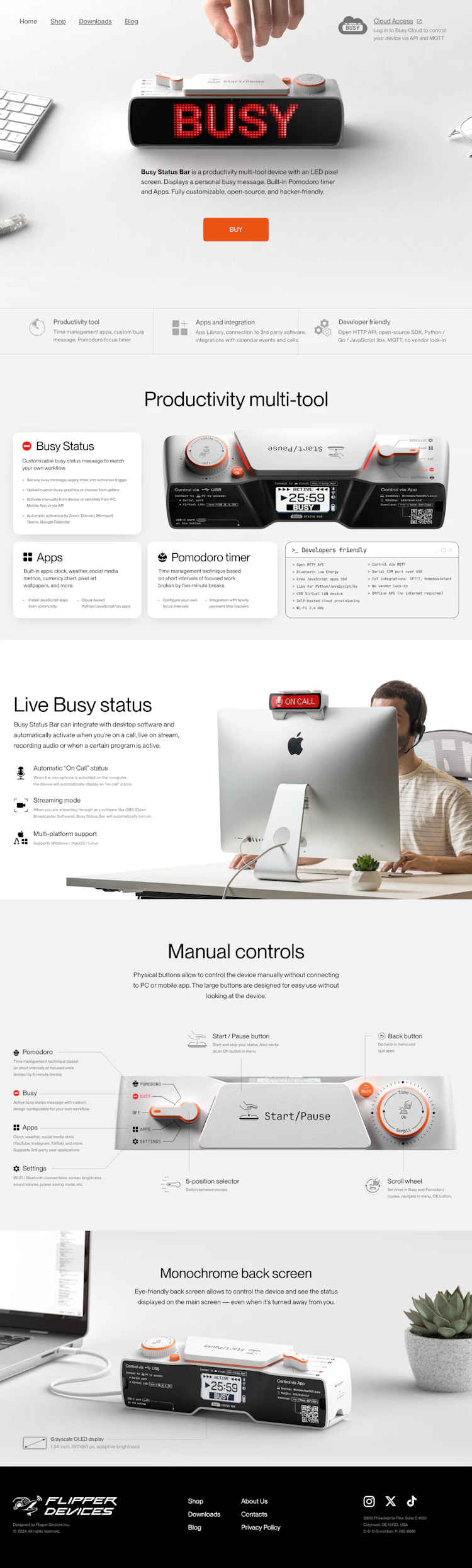 Busy Bar Landing Page dark mode screenshot