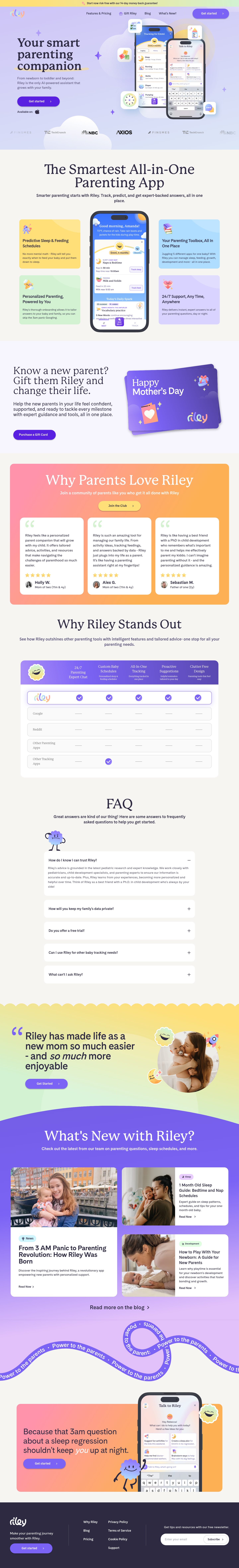 Riley - Parenting with Superpowers. - Riley Landing Page dark mode screenshot