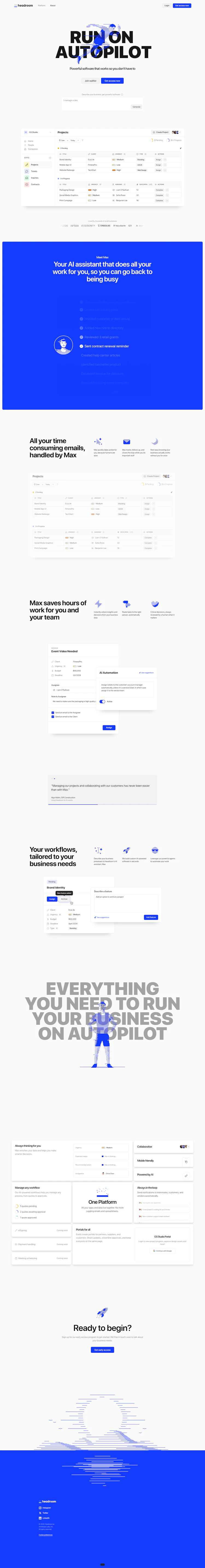 Headroom Landing Page dark mode screenshot