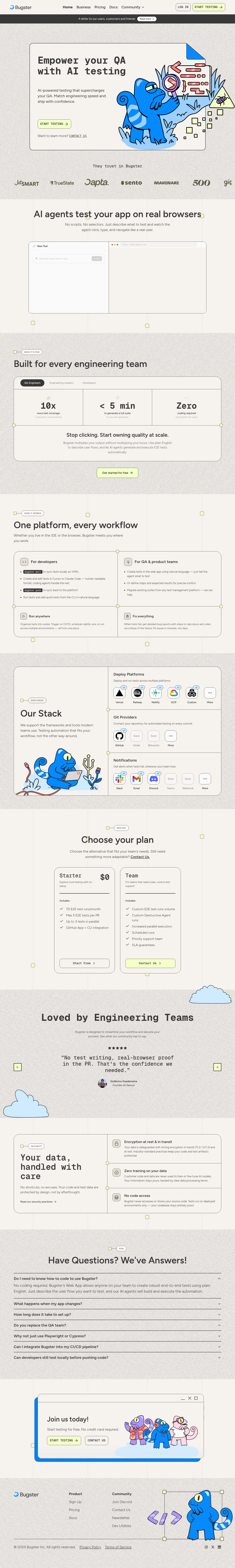 Bugster Landing Page screenshot