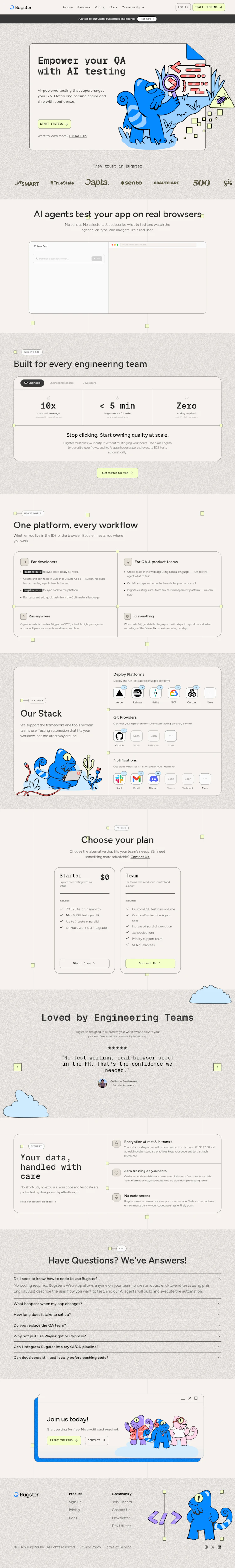 Bugster Landing Page screenshot