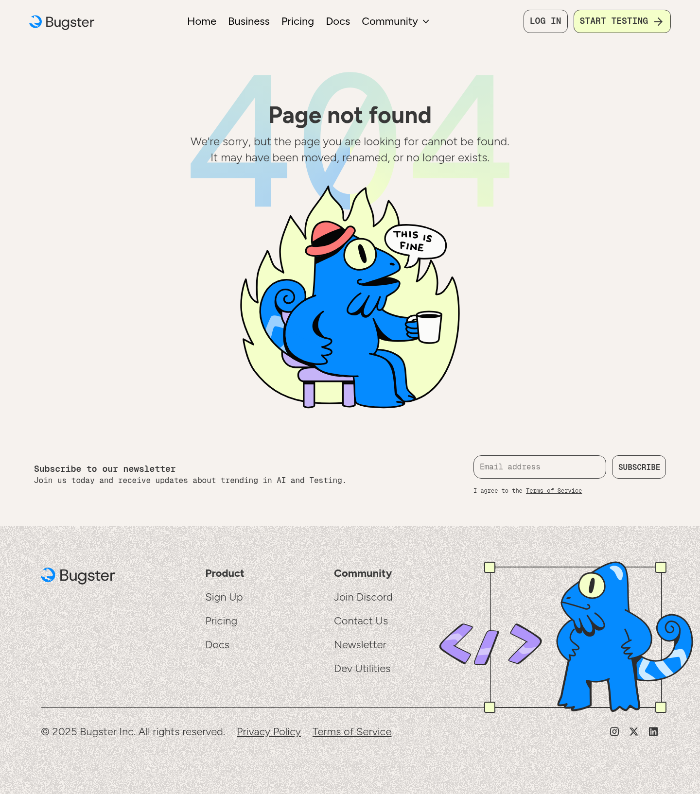 Bugster 404 screenshot
