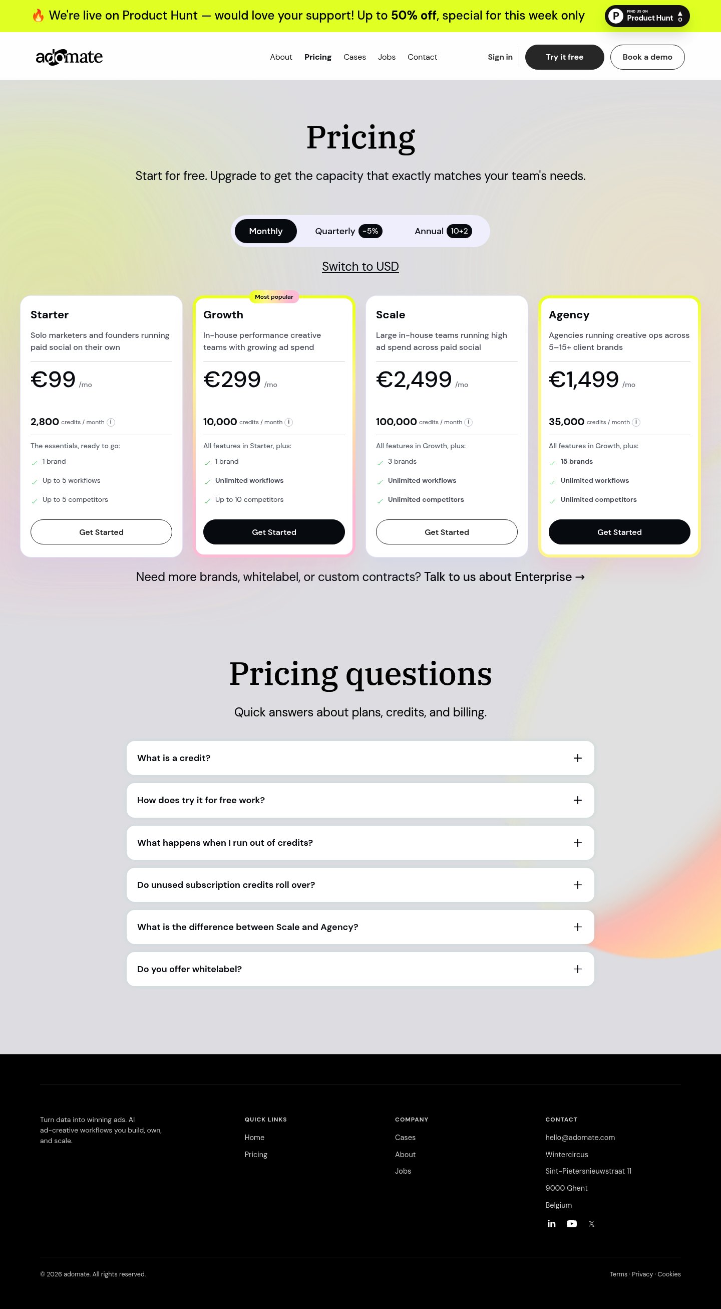 Adomate Pricing screenshot