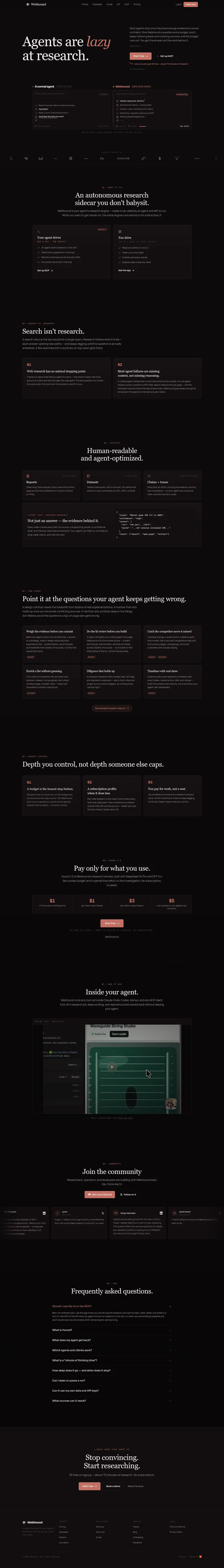 Webhound Landing Page screenshot