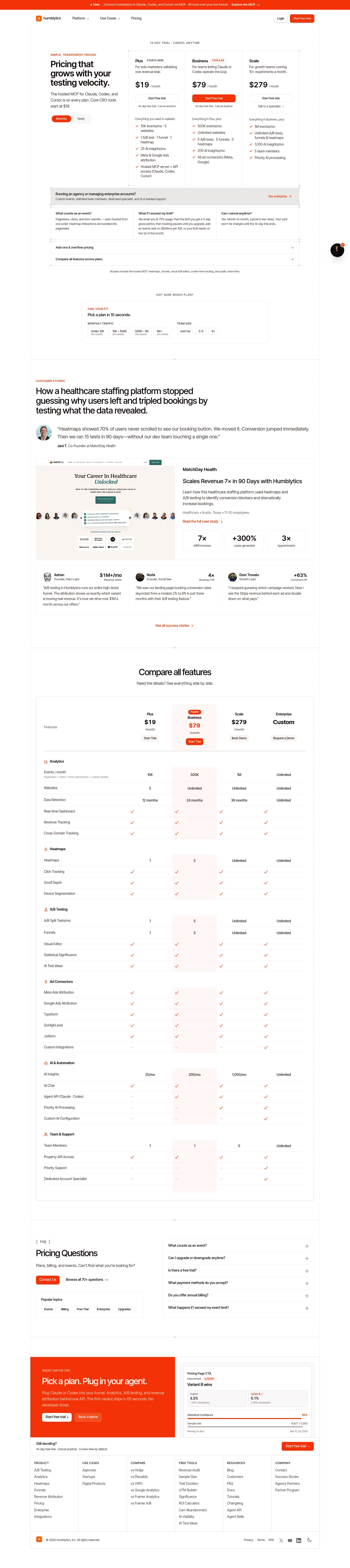 Humblytics Pricing screenshot