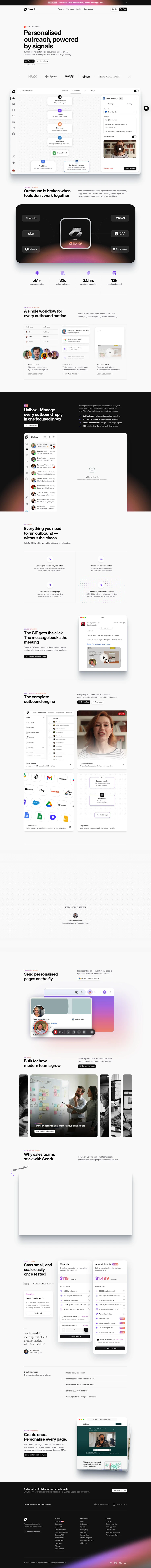 Sendr Landing Page screenshot