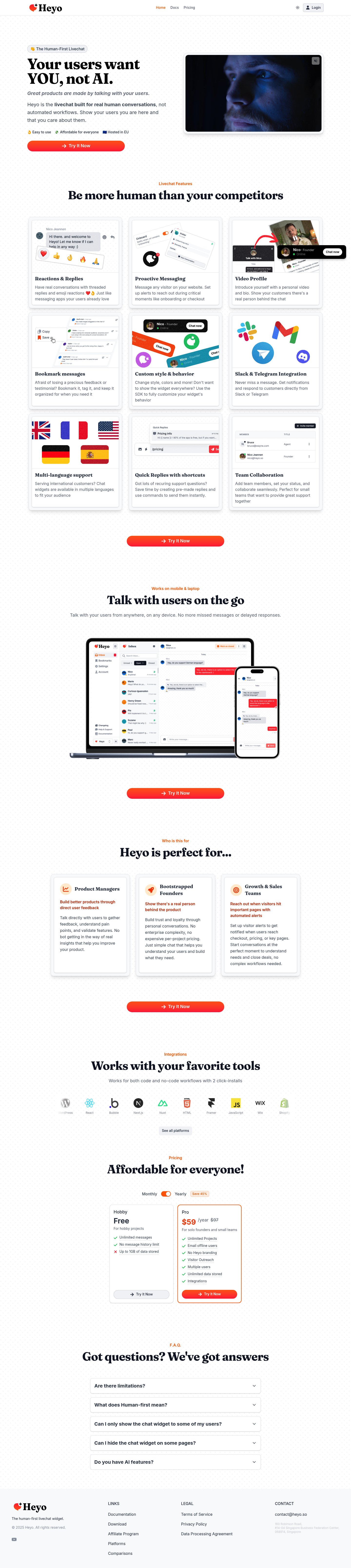 Heyo Landing Page screenshot