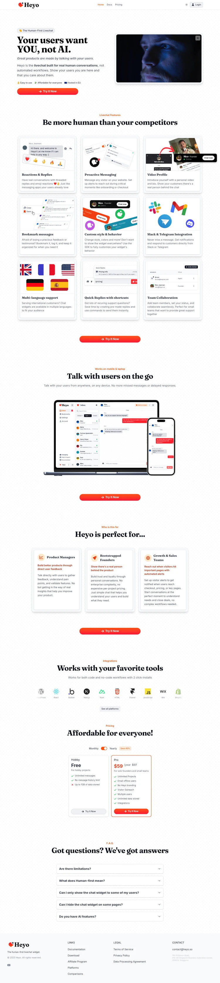 Heyo Landing Page screenshot